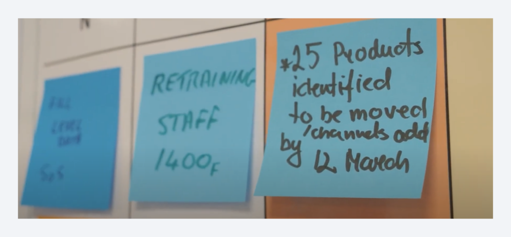 Des post-it présentant les mesures d'amélioration lors d'un chantier VSA